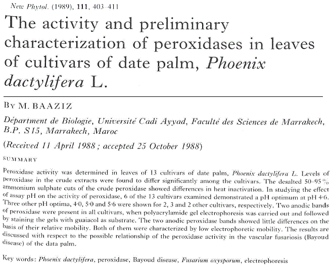 peroxidase in date palm